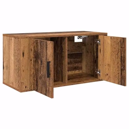 vidaXL 3-Piece Modern Wall-Mounted TV Cabinet Set in Brown Engineered Wood – 2