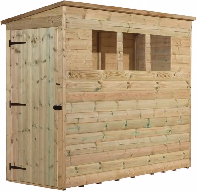 Empire Sheds Empire 2600 Green Pent Garden Wood Shed with Single Door and 3 Windows