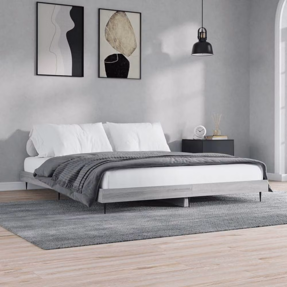 Berkfield Home Grey Sonoma Bed Frame in Engineered Wood W/D/H: 140 x 200 cm – 2