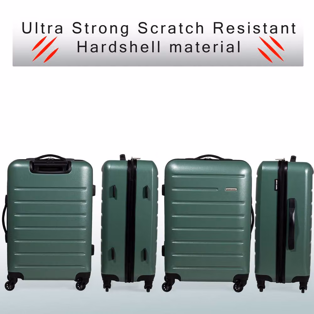 Pierre Cardin Voyager Hard Shell Lightweight 4 Wheel Durable Travel Suitcase, Green, 3 Pack – 5