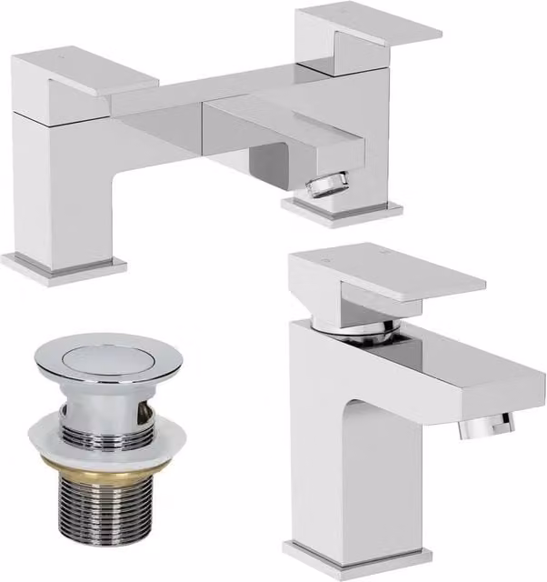 KORVIXA Modern Single Lever Square Mono Basin Sink Mixer in Silver Chrome