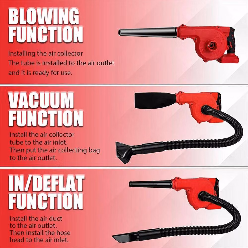 VOGREX 2-in-1 Cordless Electric Leaf Blower and Vacuum in Red – 4