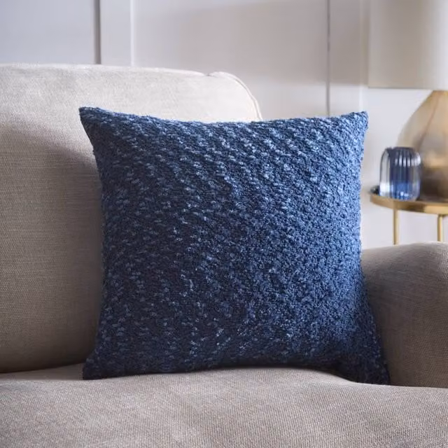 Portfolio Home Blue Boucle Textured Square Filled Cushion, 45 x 45 cm