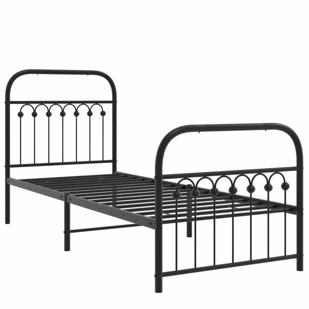 Berkfield Home Metal Bed Frame with Footboard, Black, W: 75 cm, L: 190 cm – 3