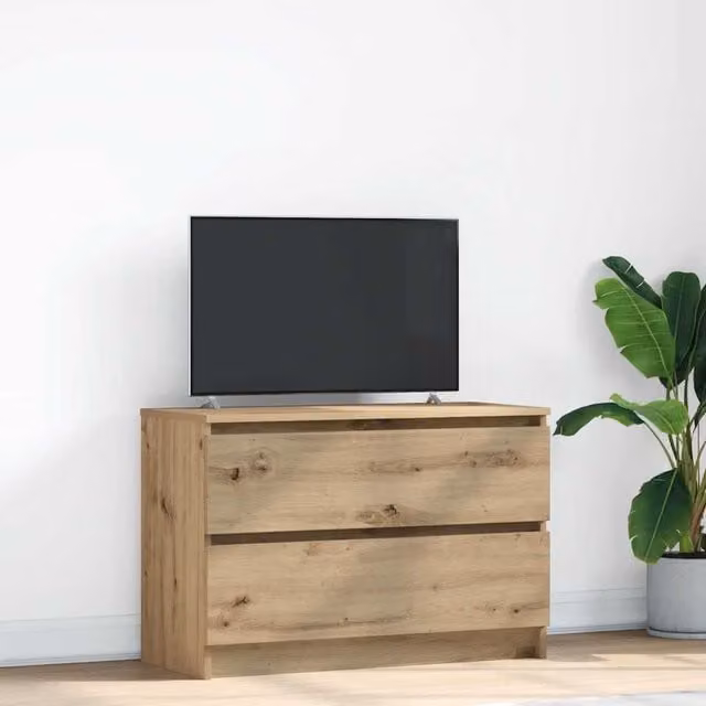 Berkfield Home Artisan Oak TV Cabinet in Brown, W/D/H: 80 x 35 x 54 cm – 1