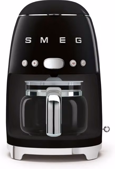 Smeg DCF02BLUK Drip Filter Coffee Machine with Glass Jug in Jet Black and Stainless Steel