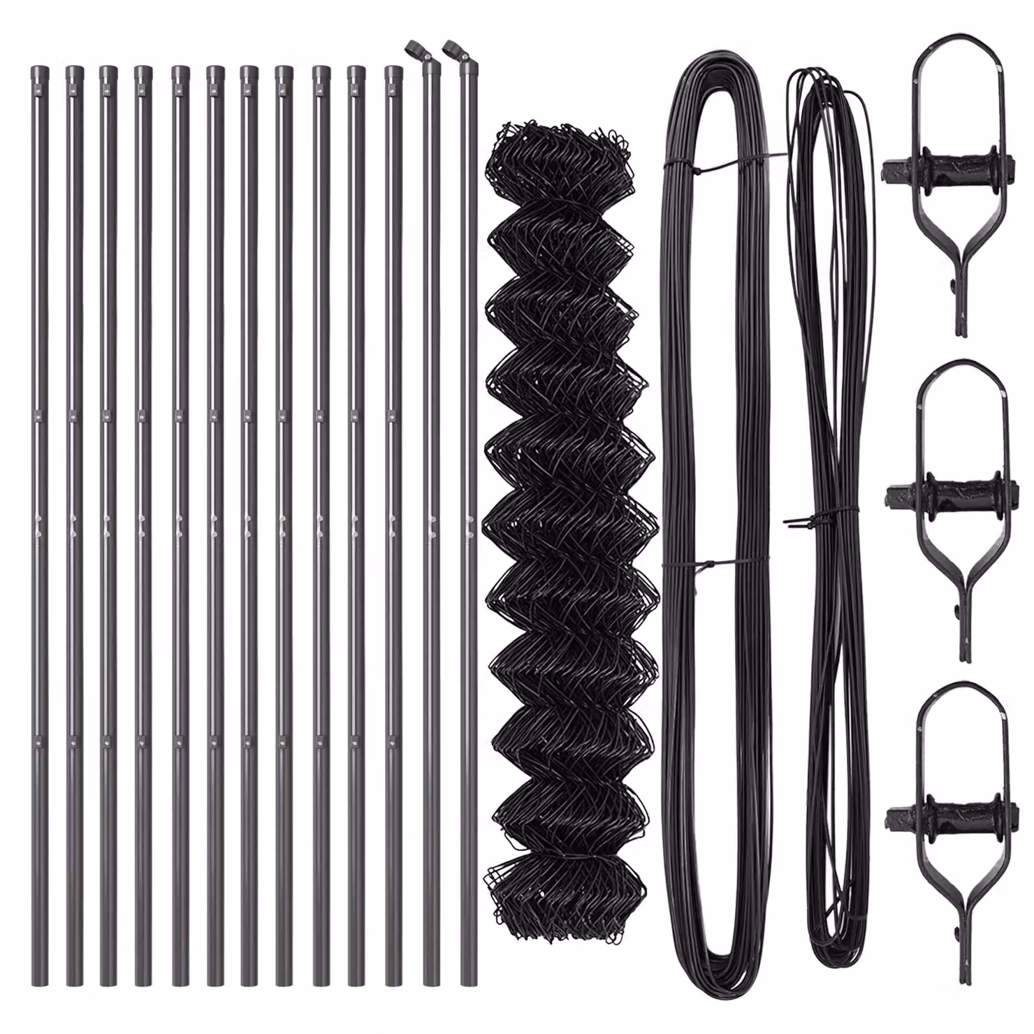 Berkfield Home Grey Galvanised Steel Chain Link Fence with 13 Posts, W: 25 m, H: 1.4 m – 3