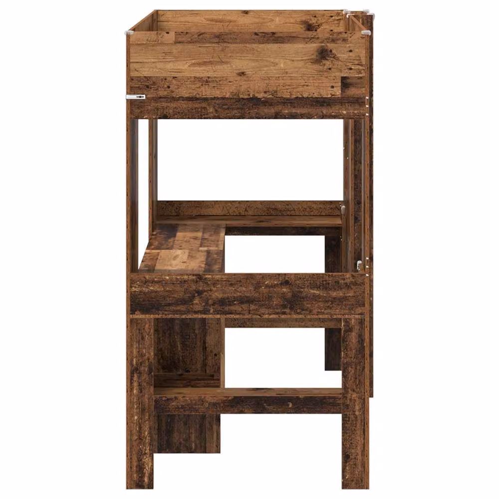 Berkfield Home Loft Bed Frame with Desk in Brown Engineered Wood, W/D/H: 200 x 100 x 141.5 cm – 4