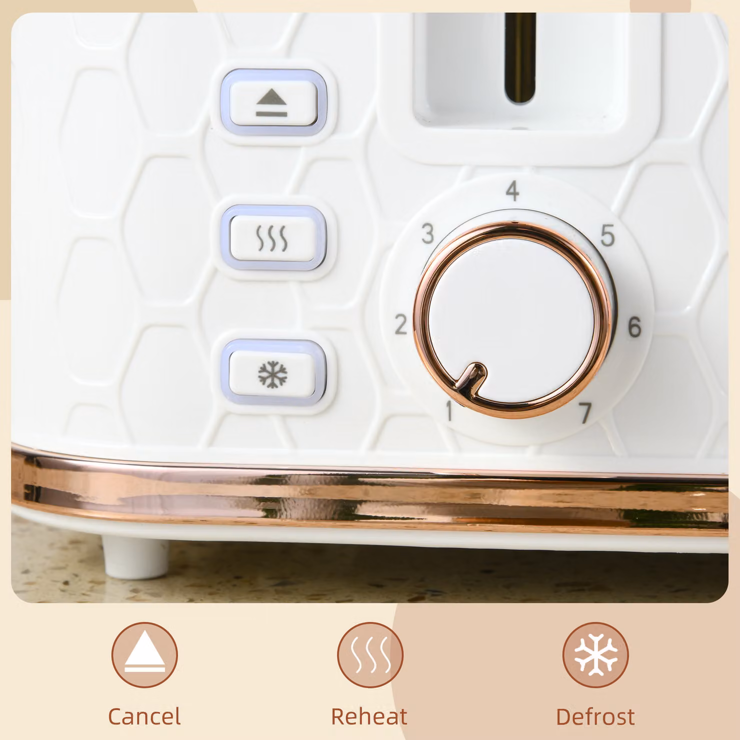 HOMCOM Four-Slice Honeycomb Toaster in White – 2