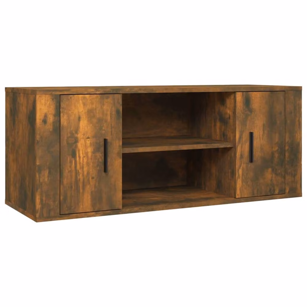 Berkfield Home Smoked Oak TV Cabinet in Brown, W/D/H: 100 x 35 x 40 cm – 2