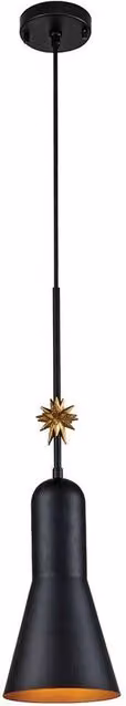 Netlighting Etoile Modern Dome Pendant Ceiling Light in Matte Black and Gold