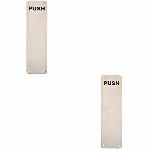 Loops 2 Pack Push Engraved Door Finger Plate in Brushed Silver Stainless Steel, W: 30 cm, H: 7.5 cm
