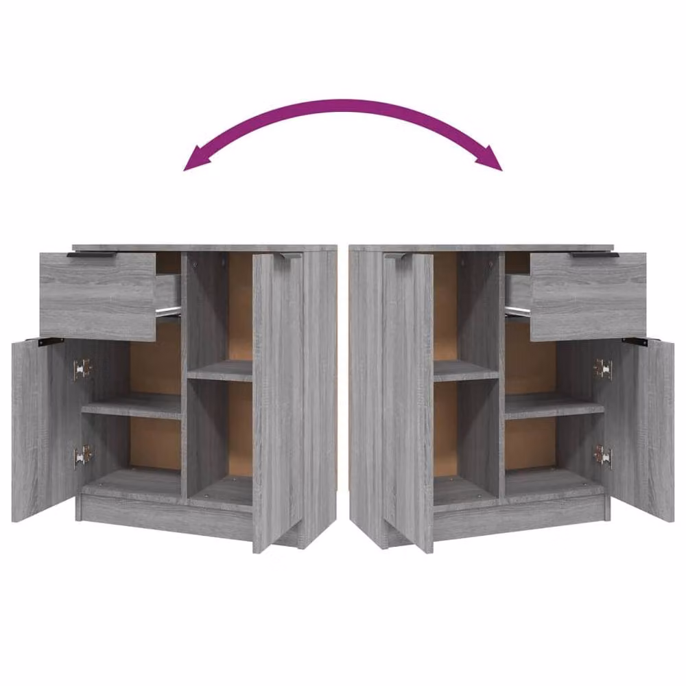 Berkfield Home Set of 2 Grey Sonoma Sideboards in Engineered Wood, W/D/H: 60 x 30 x 70 cm – 3