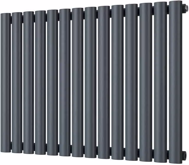 UK Radiators Omeara Anthracite Elliptical Tube Horizontal Designer Radiator W: 81.2 cm, H: 60 cm – 1