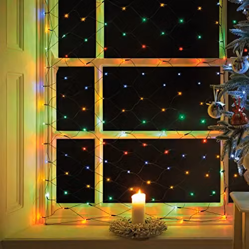 The Christmas Workshop 360 LED Multi-Coloured Net Design Christmas Window Lights, W 3.5 m x H 1.2 m – 5