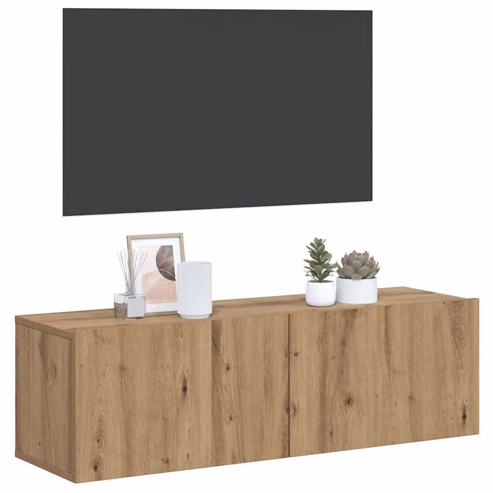 Berkfield Home Artisan Oak Wall Mounted TV Cabinet in Brown, W/D/H: 80 x 30 x 30 cm – 3
