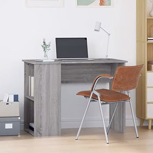 vidaXL Modern Writing Desk in Grey Sonoma, W/D/H: 100 x 55 x 75 cm – 2