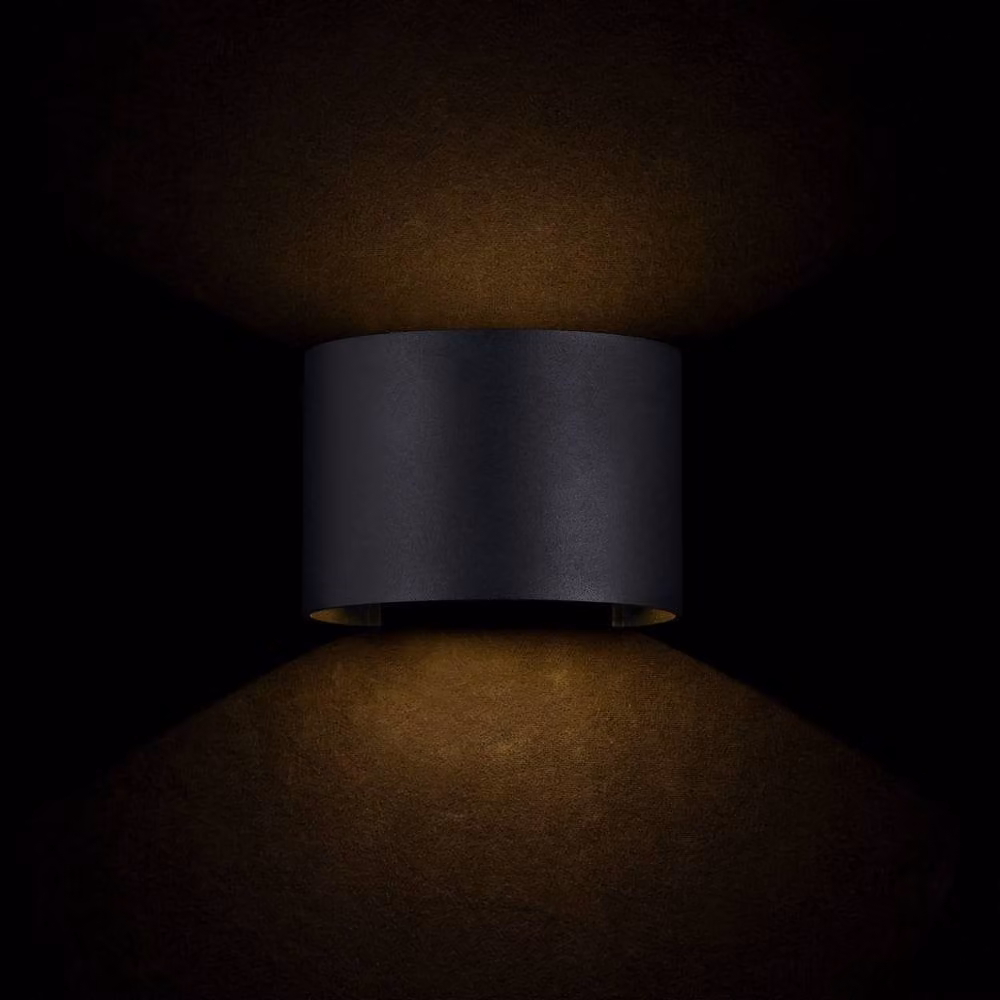 Netlighting Fulton Adjustable Integrated LED Wall Lamp in Black, IP54 Rated Metal Cylinder with Warm White Light – 2