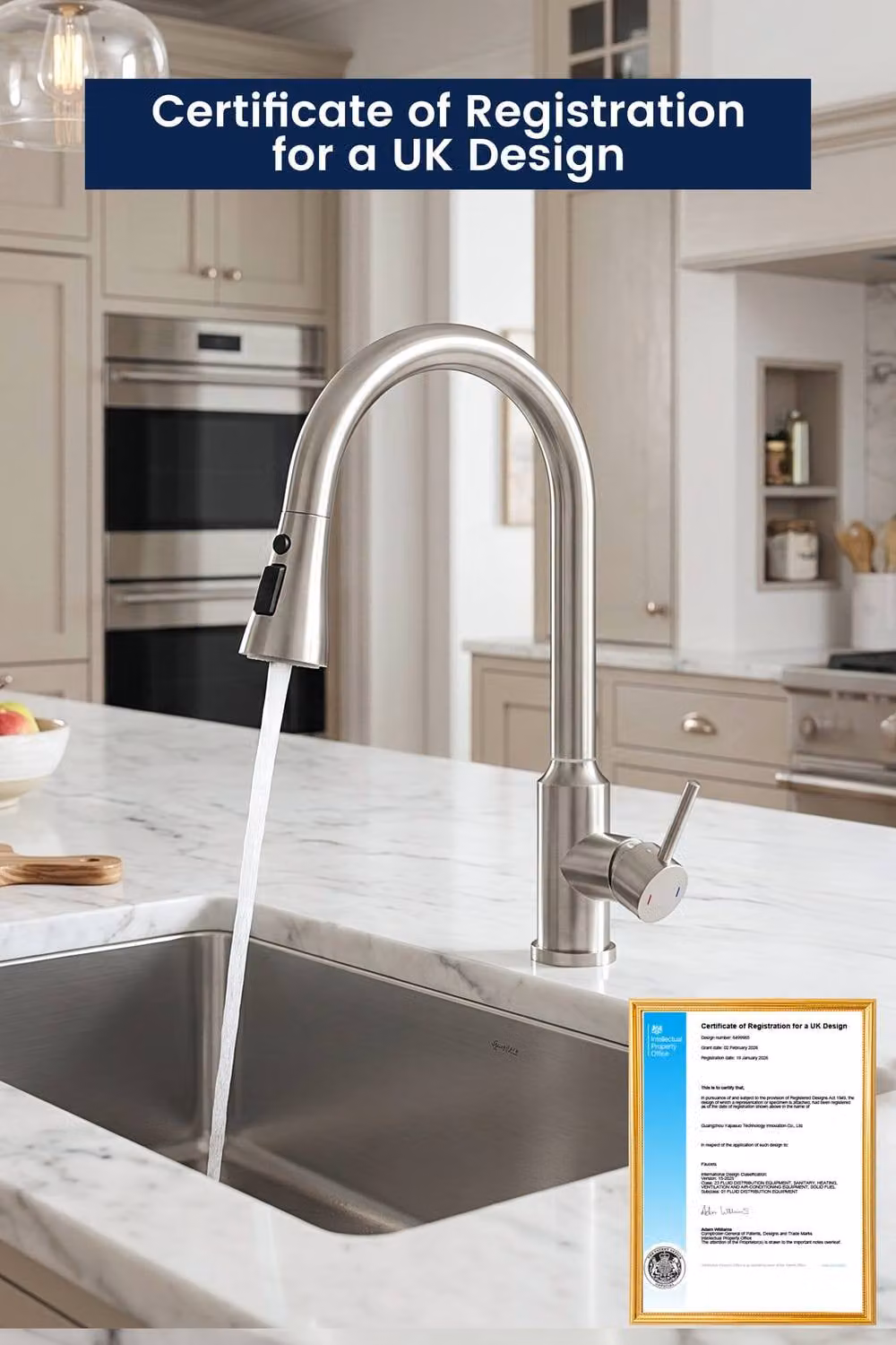 JANLEMNY Stainless Steel Pull Out Kitchen Mixer Tap with 2 Spray Modes in Silver – 6