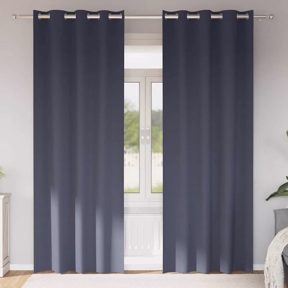 Berkfield Home Modern Anthracite Grey Polyester Eyelet Curtains, 2 Pack, W: 140 cm, H: 260 cm – 2