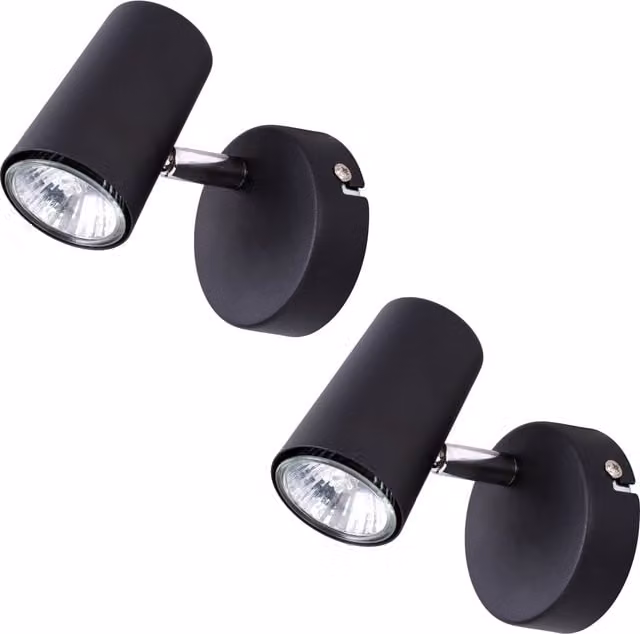 Litecraft Chobham Industrial Adjustable Wall Lights, 2 Pack, Black Metal and Glass