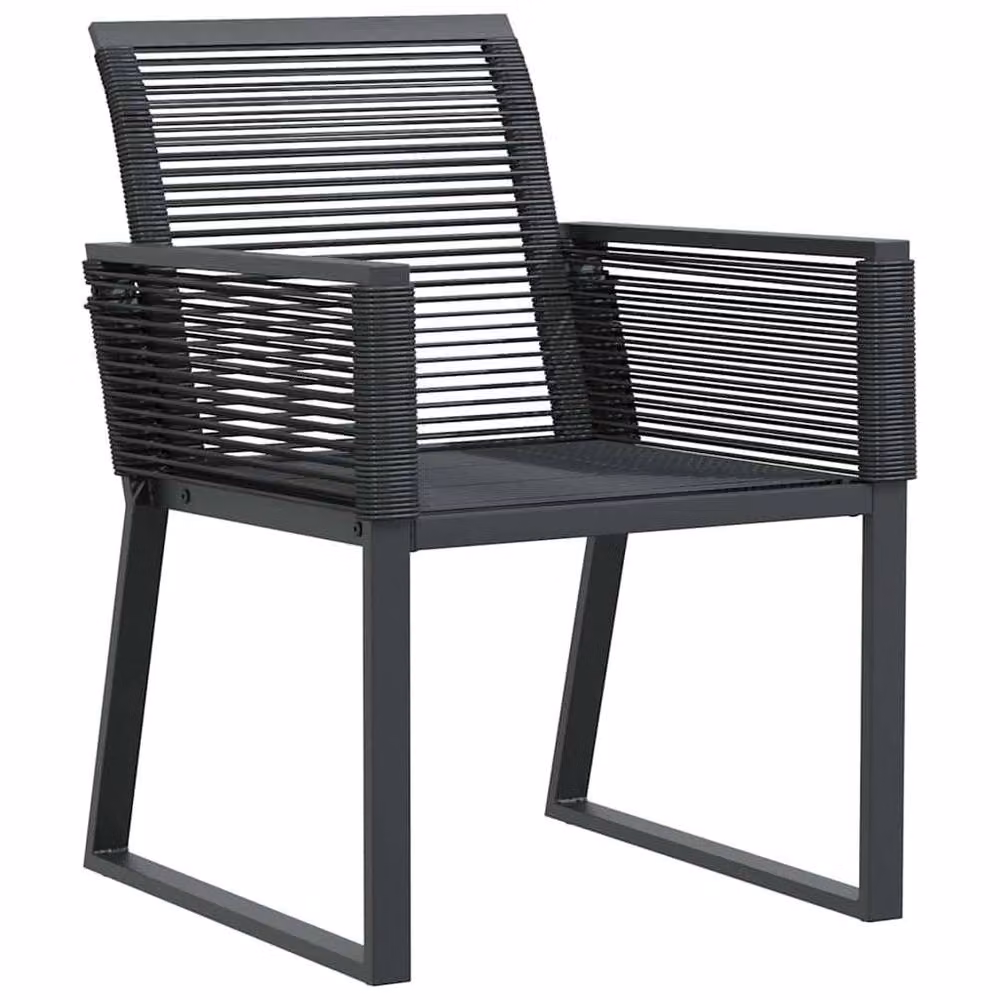Berkfield Home 7 Piece Modern Garden Dining Set in Black Matt Poly Rattan and Powder Coated Steel – 5