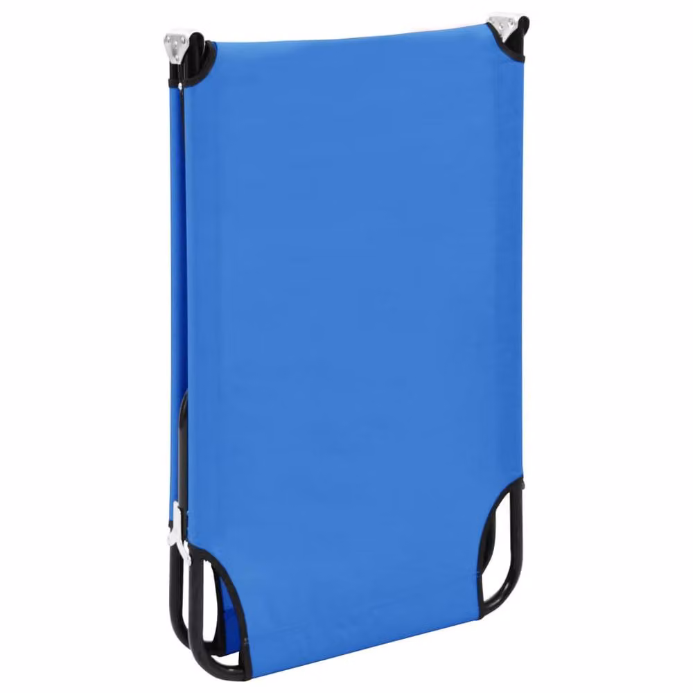 Berkfield Home Foldable Sun Lounger in Blue Steel and Polyester – 3