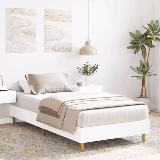 Berkfield Home Durable Bed Frame in White, W/D/H: 100 x 200 x 25 cm