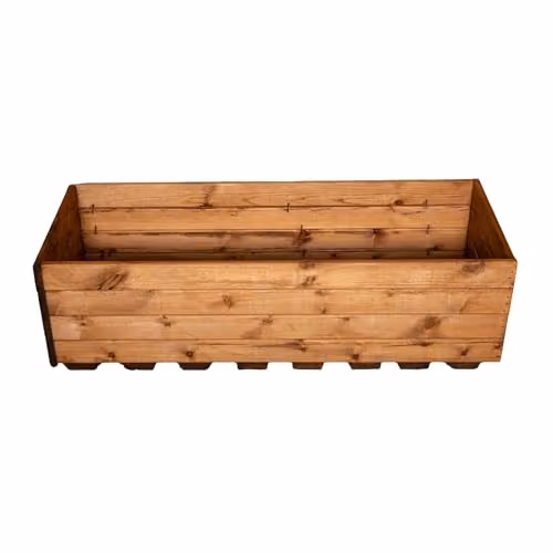 Samuel ALEXANDER Handmade Rustic Brown Wooden Garden Trough Flower Bed Planter, Width: 39 cm, Length: 102 cm – 4
