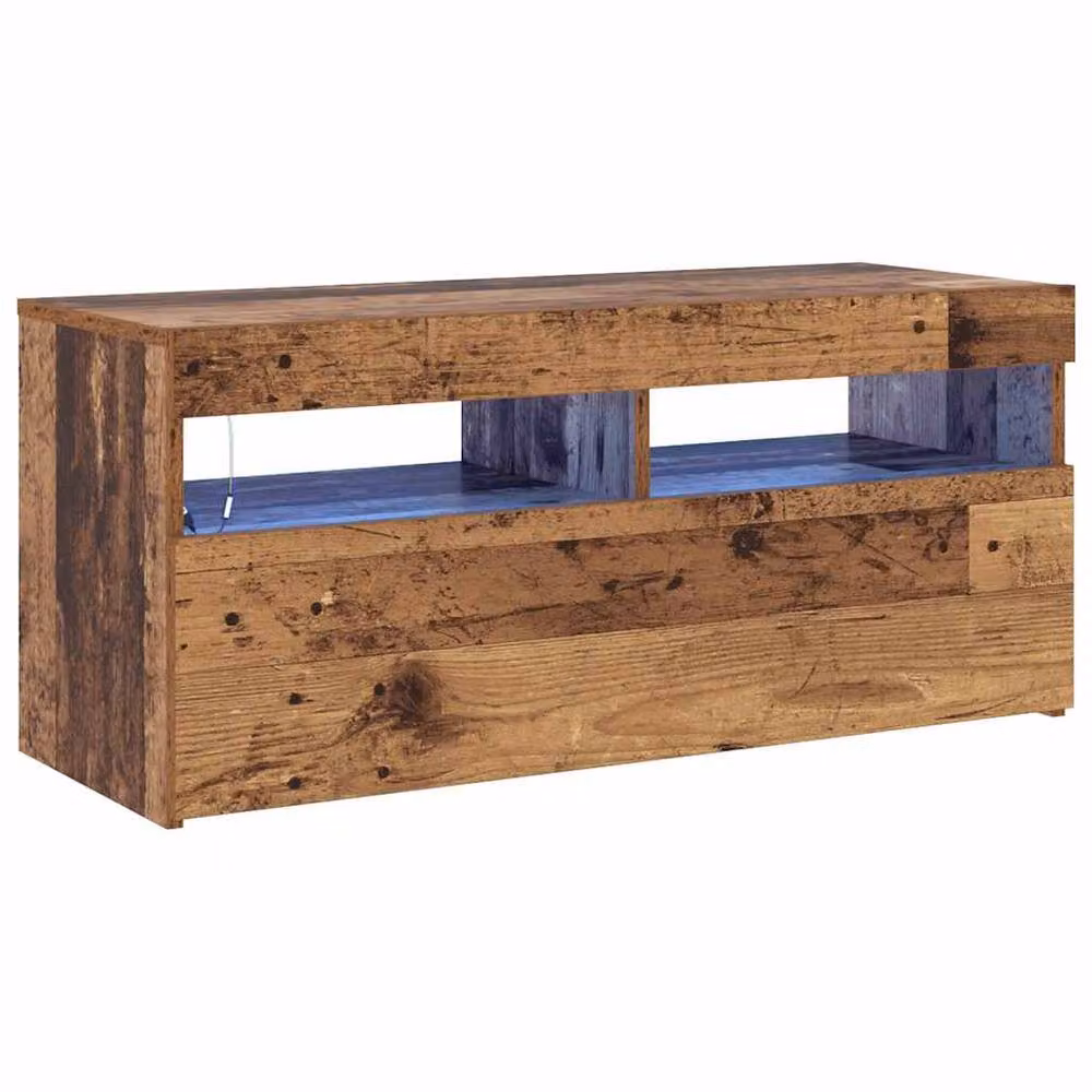 Berkfield Home Rustic TV Cabinet with LED Lights in Brown, W/D/H: 90 x 35 x 40 cm – 3