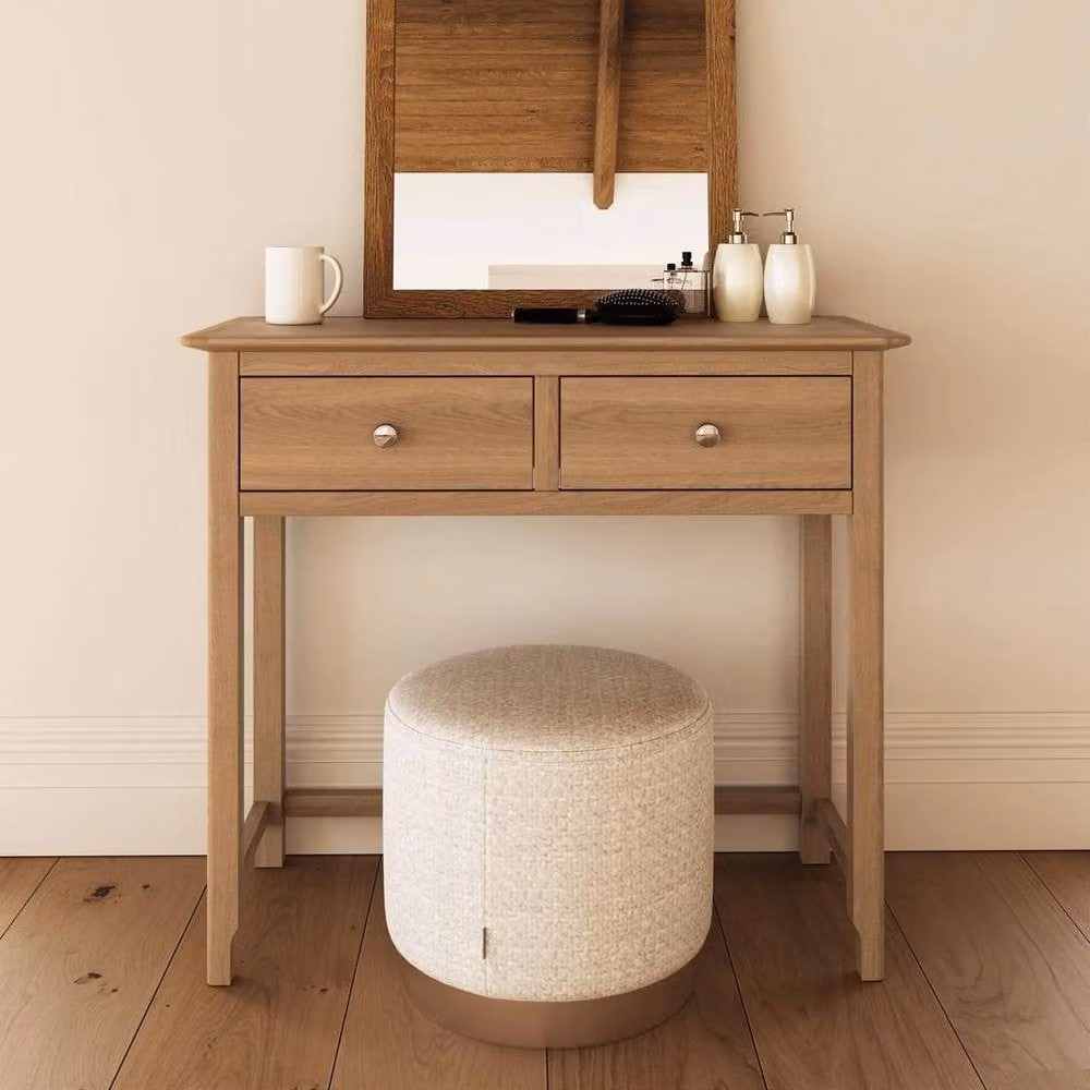 FORGEVIO Modern 2 Drawer Dressing Table in Natural Oak and Mixed Materials – 3