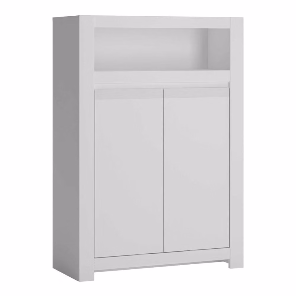 Wyld Haus Vienna White Wooden 2 Door Storage Cabinet with Open Shelf and Internal Shelves, W/D/H: 92 x 42.2 x 133 cm – 2