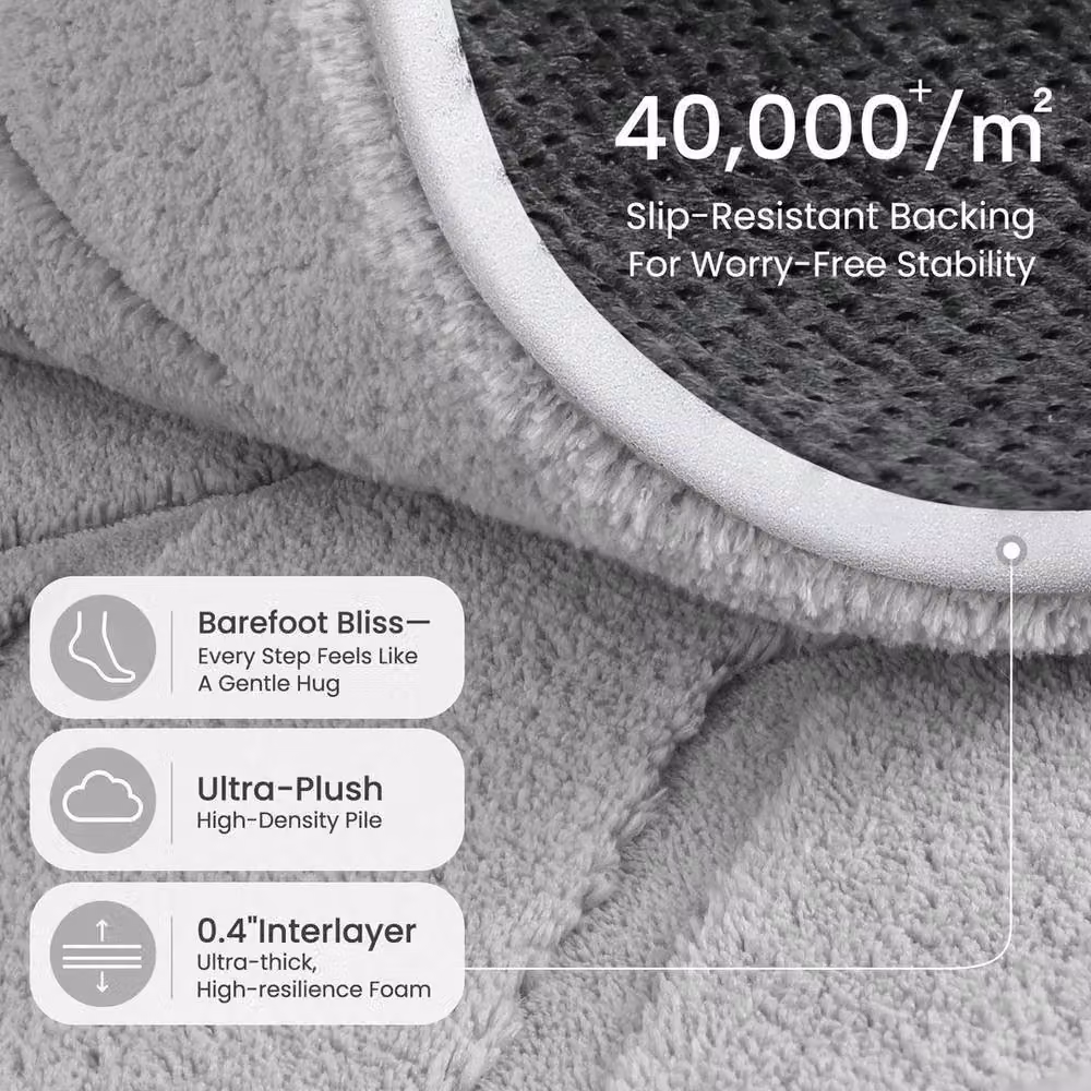 FORGEVIO Modern Round Non-Slip Polypropylene Rug in Grey, Diameter: 100 cm – 2