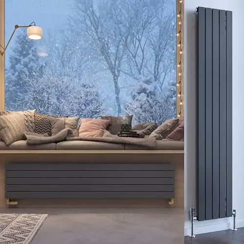 Terma Steel Wall Mounted Radiator in Anthracite Grey, H: 180 cm, W: 36.6 cm
