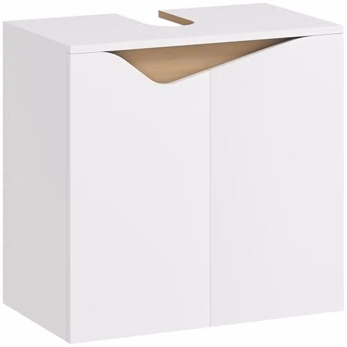 HOMCOM White Under Sink Bathroom Cabinet with Soft-Close Hinged Doors, W/D/H: 60 x 35 x 57.9 cm