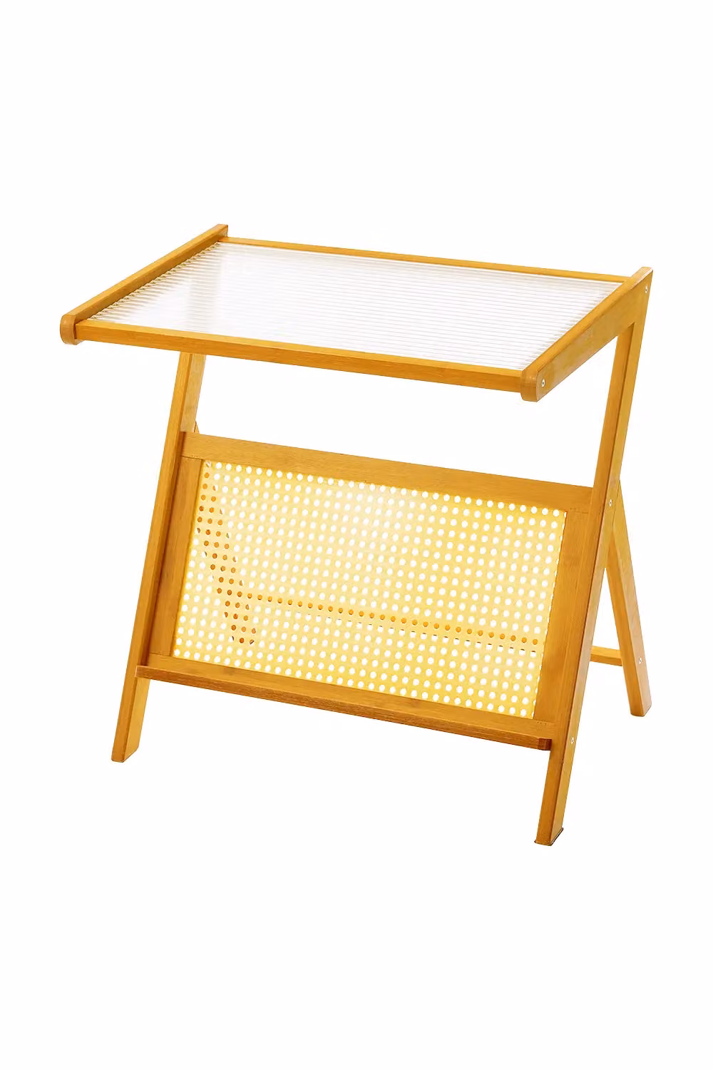 H&O Direct Small Brown Bamboo End Table with Folding Top – 3