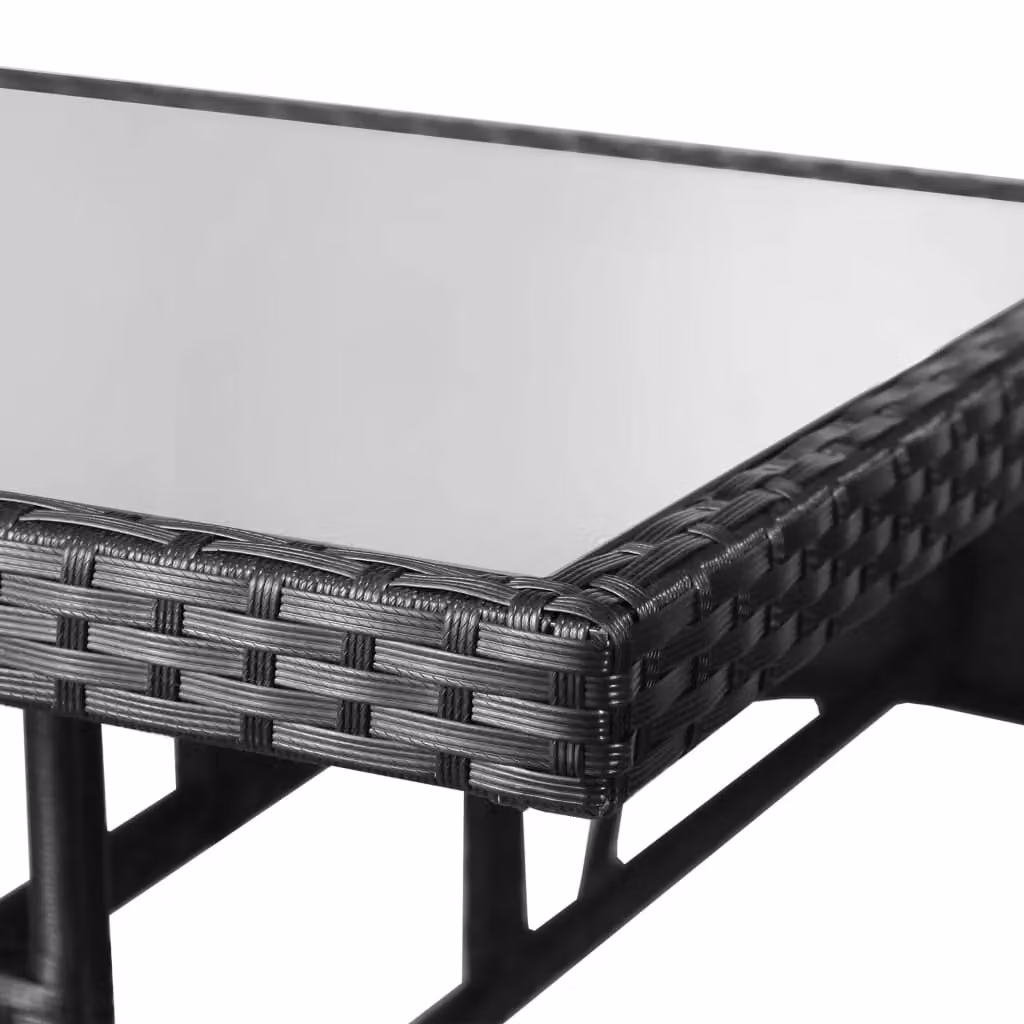 Berkfield Home Modern Black Poly Rattan Garden Table W/D/H: 80 x 80 x 74 cm – 3