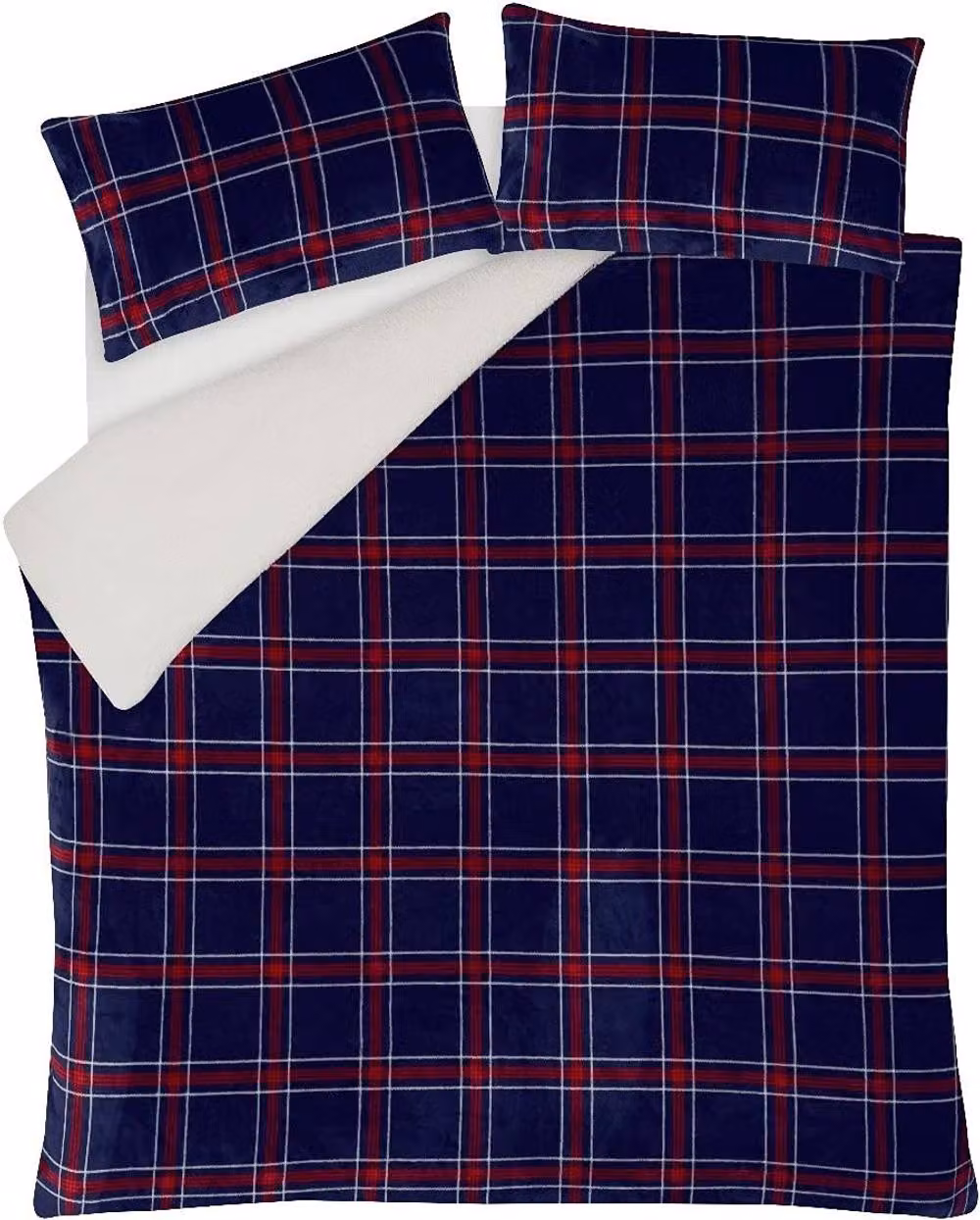 Smart Living Luxury Check Printed Flannel Fleece Duvet Cover and Pillowcase Set in Navy Blue, Single (90 x 200 cm) – 3