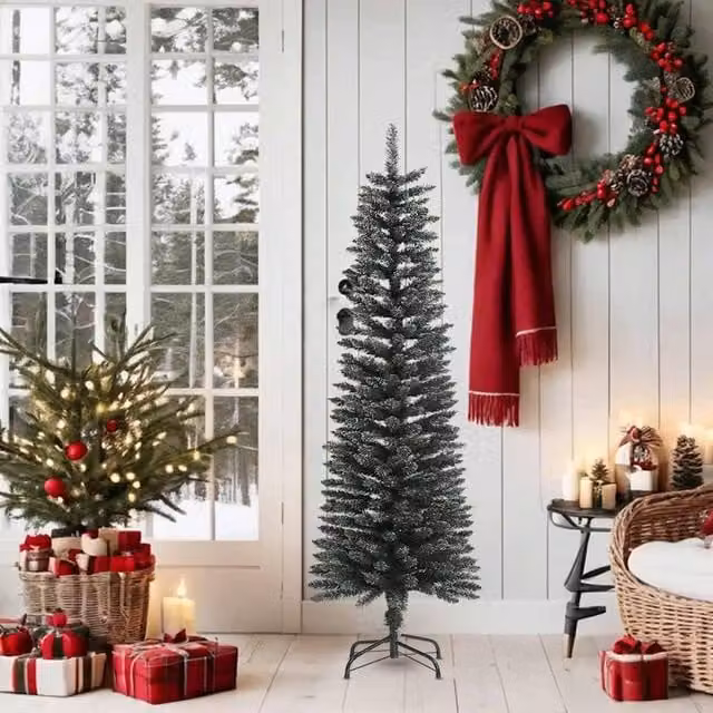 Berkfield Home Artificial Slim Christmas Tree in Green with Stand, Height: 150 cm