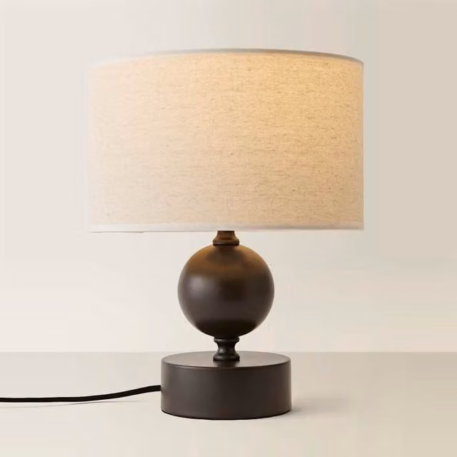 ValueLights Anthony Candlestick Table Lamp with Bronze Metal Base and Beige Fabric Cylinder Shade