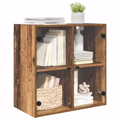 vidaXL Modern Wall Cabinet in Brown with Glass Doors and Internal Shelves, W/D/H: 68.0 x 37.0 x 68.5 cm – 1