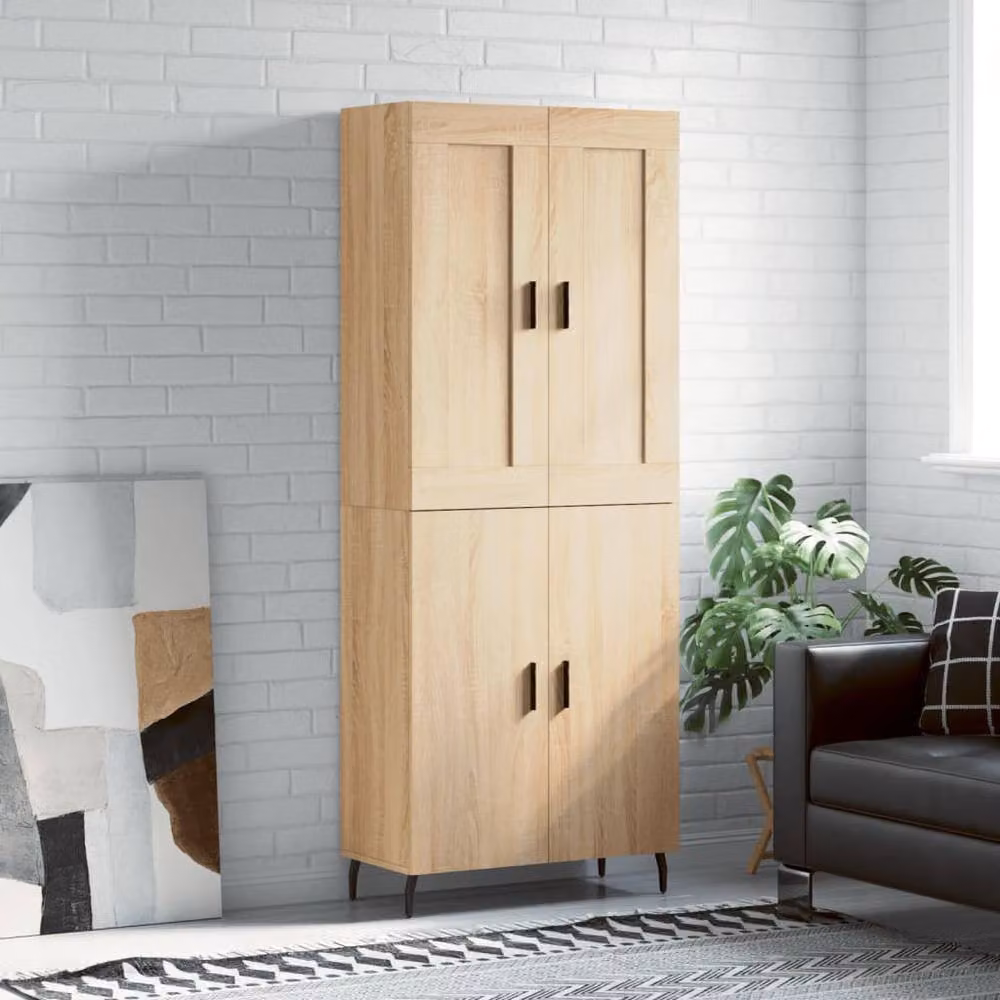 Berkfield Home Sonoma Oak Highboard in Brown, W/D/H: 69.5 x 34 x 180 cm – 2
