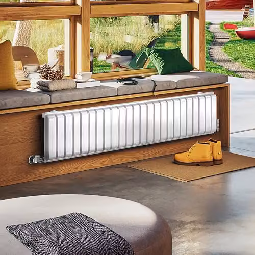 Terma Steel Radiator in Matt White, W: 156.5 cm, H: 33.0 cm