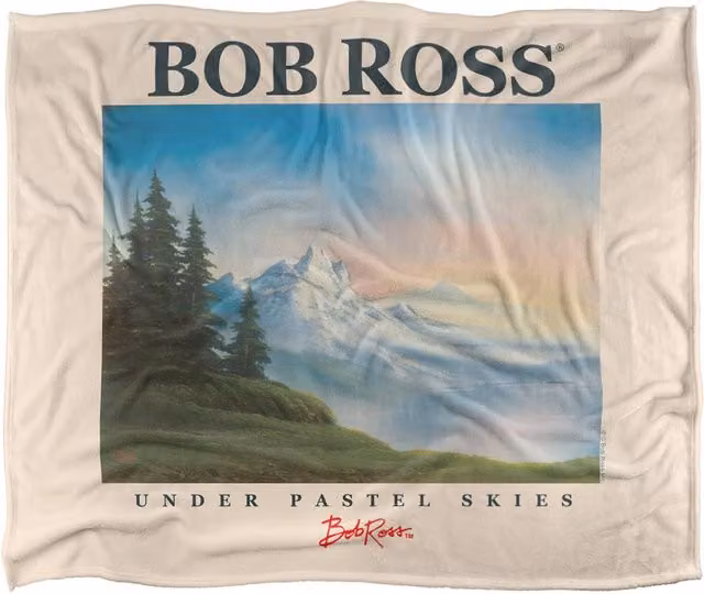 Bob Ross Pastel Skies Silky Touch Super Soft Fluffy Throw Blanket, Multicolour, Extra Large