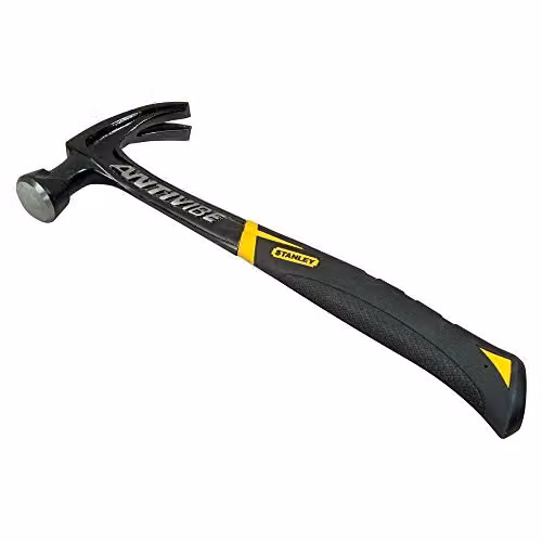 Stanley FatMax Antivibe All Steel Curved Claw Hammer, 450g, Black