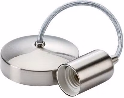 Netlighting Modern Cylinder Pendant Light Set in Brushed Chrome and Grey with E27 Socket