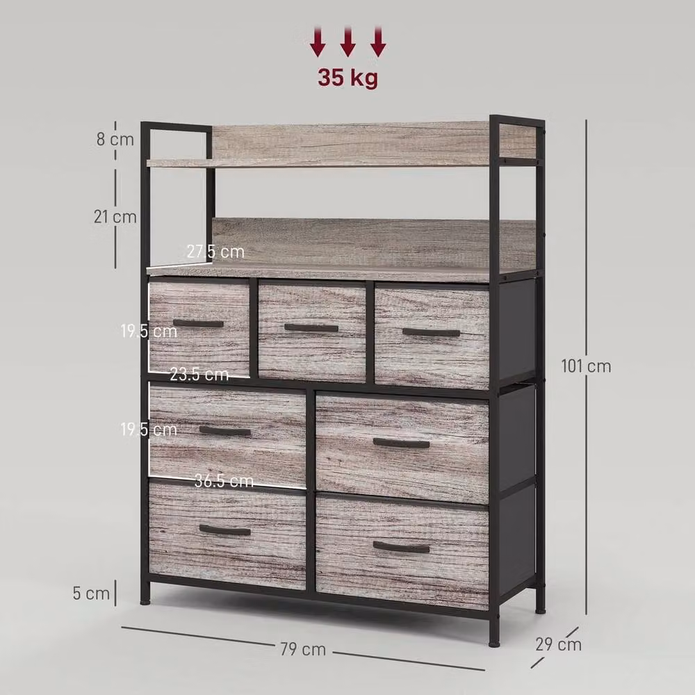 PAWNORA 7 Drawer Bedroom Chest of Drawers in Grey – 2