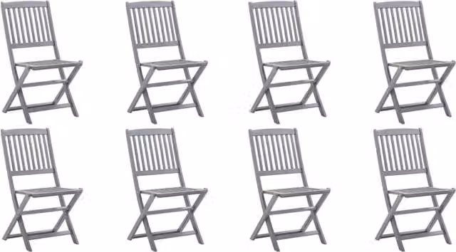Berkfield Home Set of 8 Folding Outdoor Chairs in Grey Solid Acacia Wood