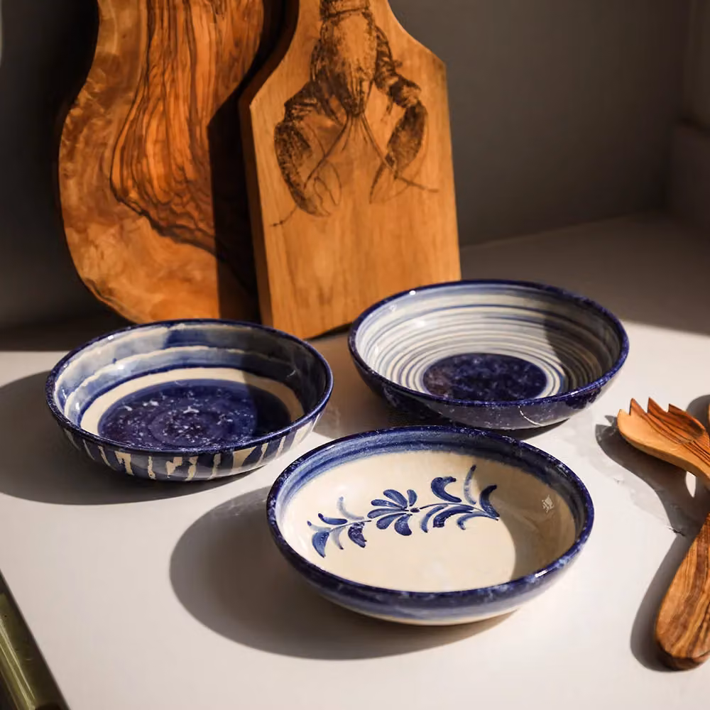Selbrae House Ceramic Striped Serving Bowl in Blue – 3