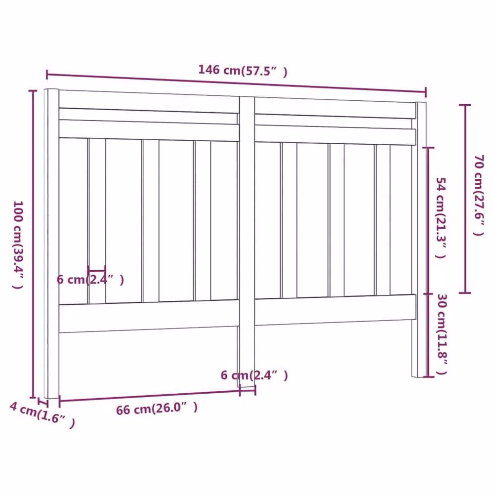 Berkfield Home Beautiful Bed Headboard in Black Solid Pine, W/D/H: 146 x 4 x 100 cm – 4